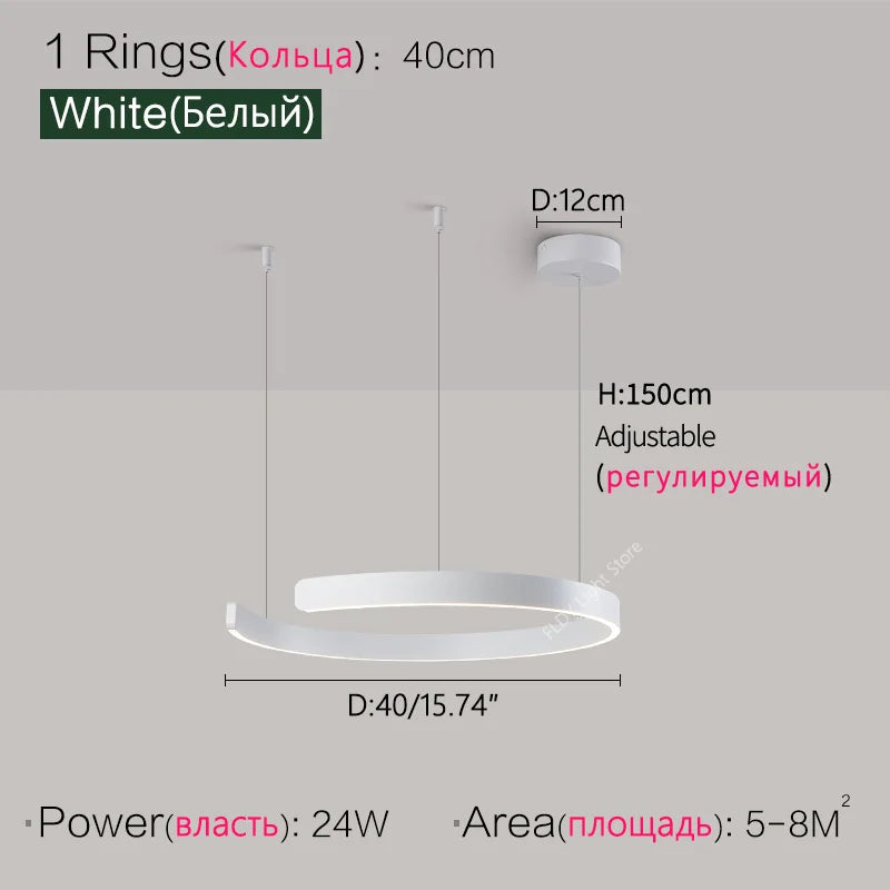 SLL Modern Nordic LED Ring Pendant Light for Living Spaces