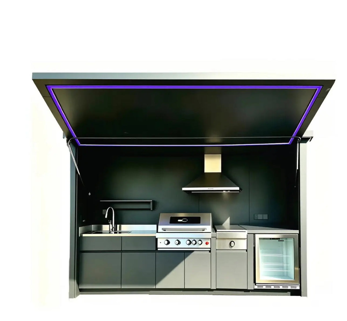Rust Resistant Complete Outdoor Kitchen Cabinet, Full Equipped Modular Outdoor Cooking Cabinet with Large Cabinets