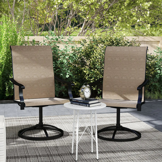 Outsunny Swivel Patio Dining Chairs With High Back Support