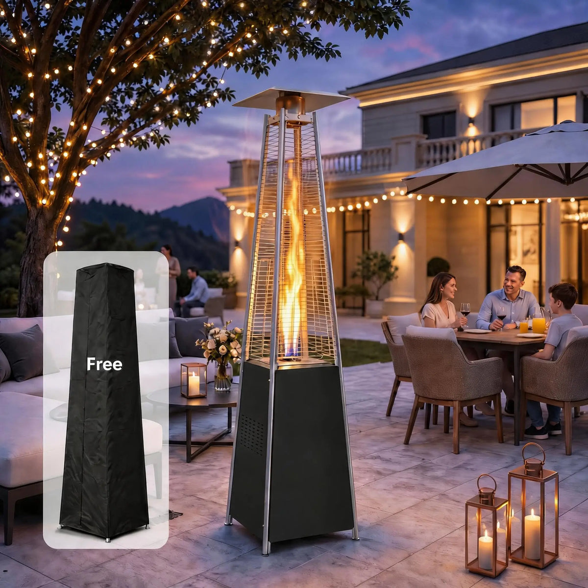 GAOMON Pyramid Propane Patio Heater With Glass Tube Flame