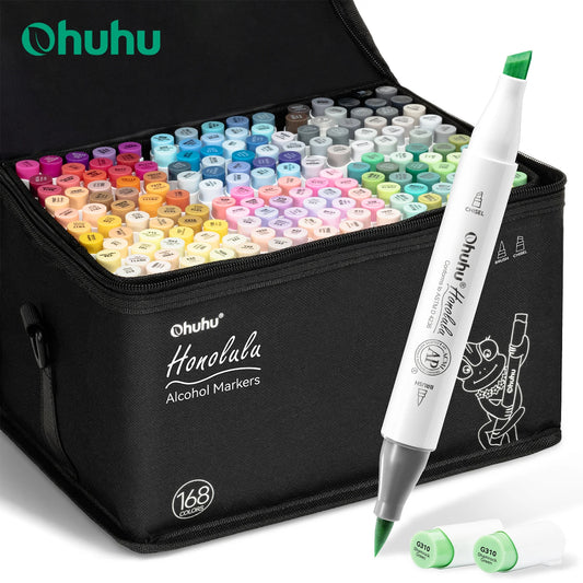Ohuhu Honolulu Dual Tip Refillable Alcohol Art Markers for Drawing