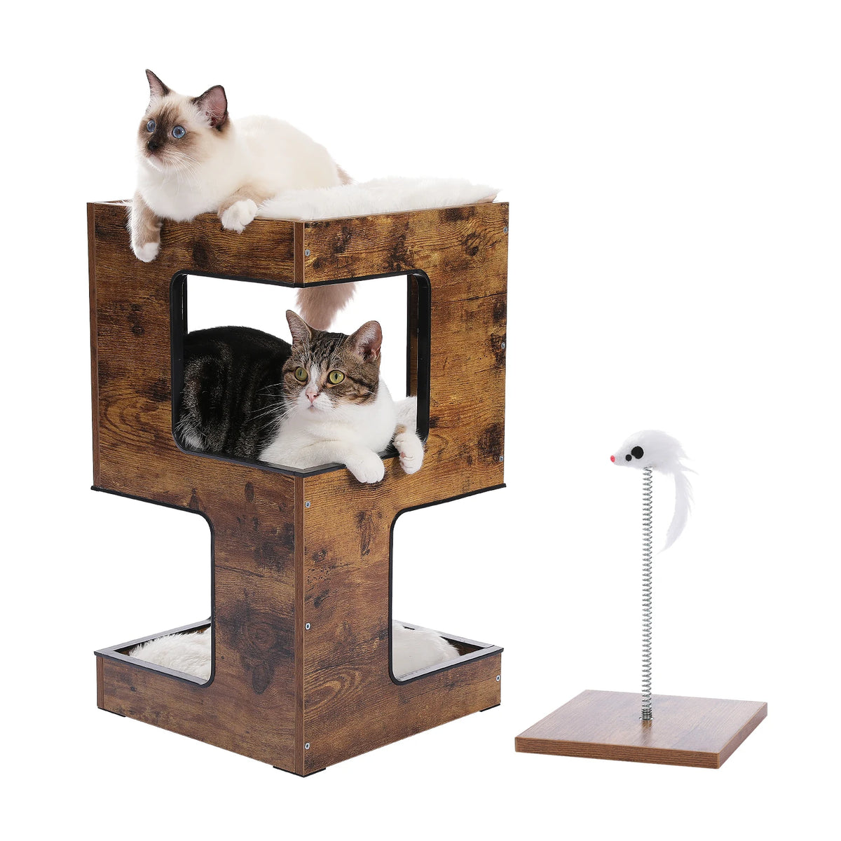 PAWZ Road Wooden Cat Condo with Scratcher and Soft Mats
