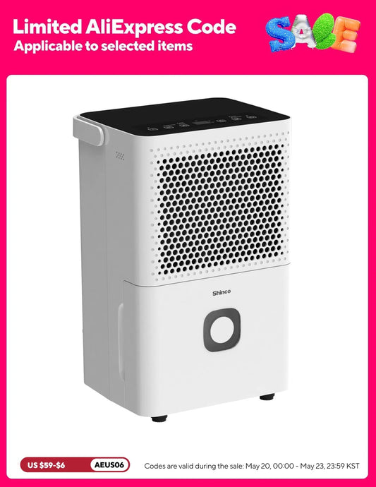 Shinco Home Dehumidifier With Drain Hose And Humidity Control