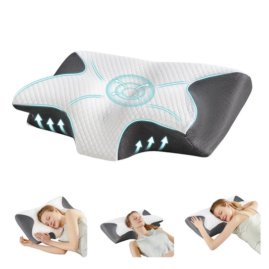 JHK Ergonomic Memory Foam Cervical Pillow With Cooling Pillowcase