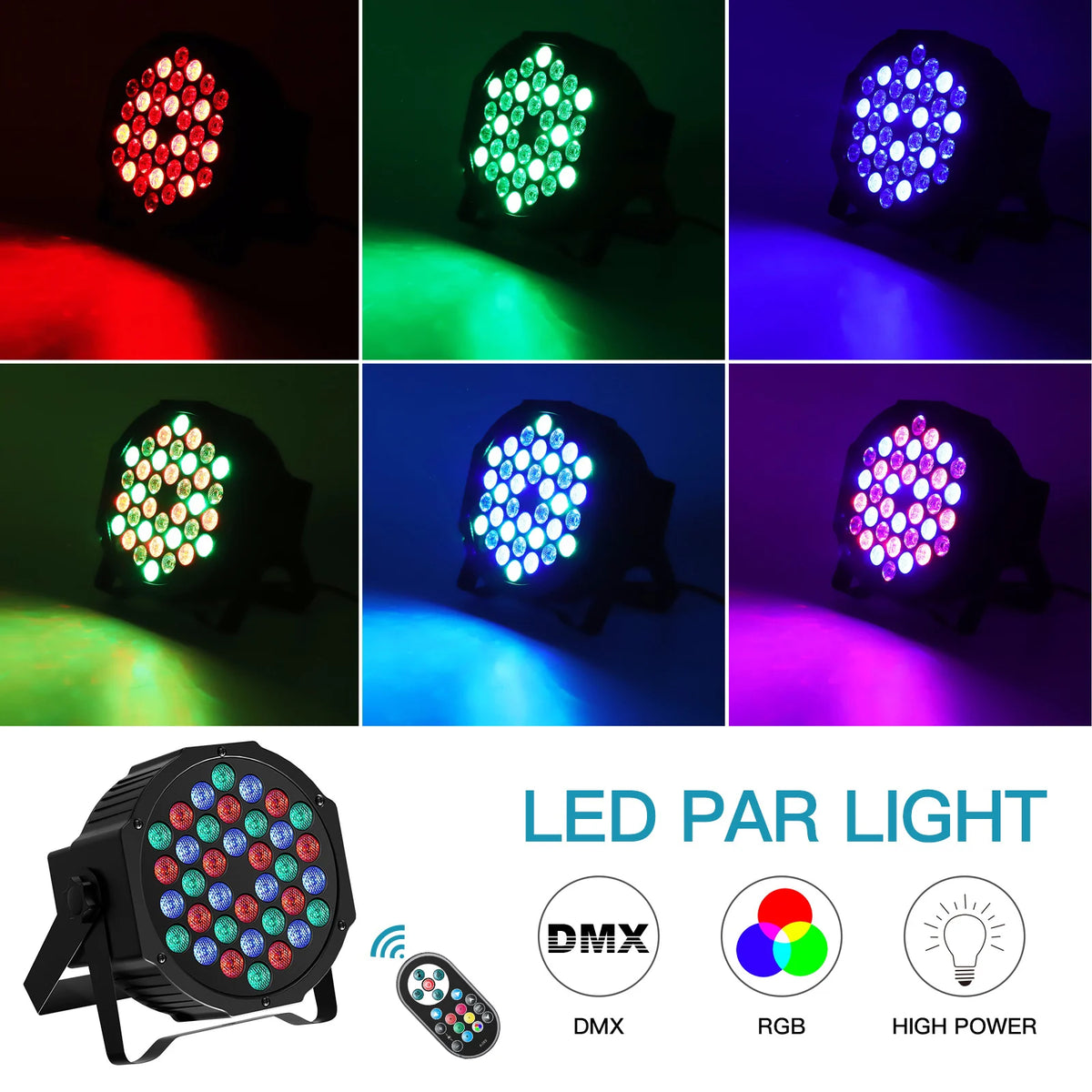 Datewink LED Par Stage Lights With DMX512 for DJ Events