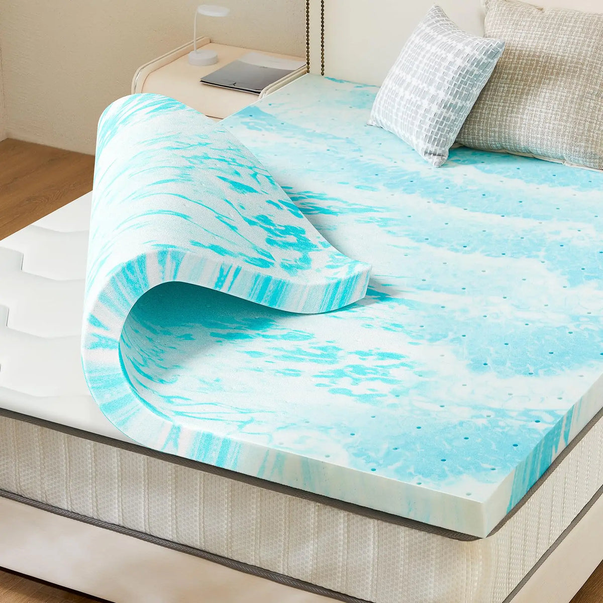 JHK Cooling Gel Memory Foam Mattress Topper For Comfort