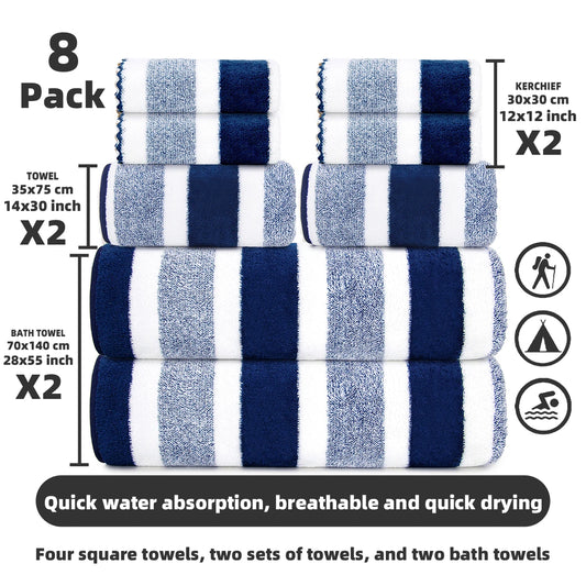 Premium Microfiber Eight Piece Bath And Face Towel Set