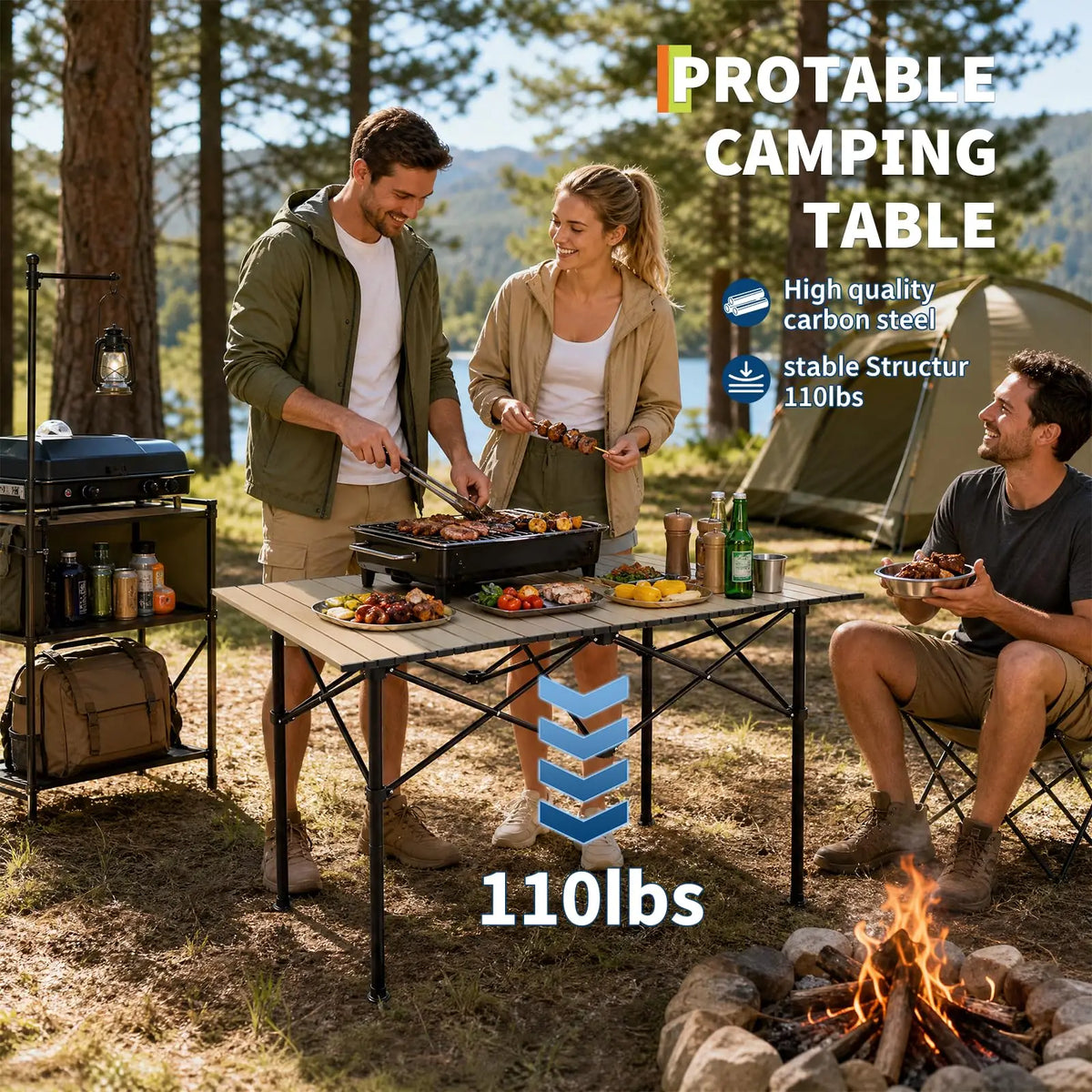 Lightweight Portable Folding Aluminum Outdoor Coffee Table