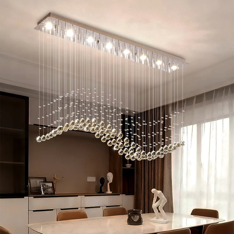 Yingxuan Modern Crystal LED Pendant Chandelier for Kitchen and Living Areas