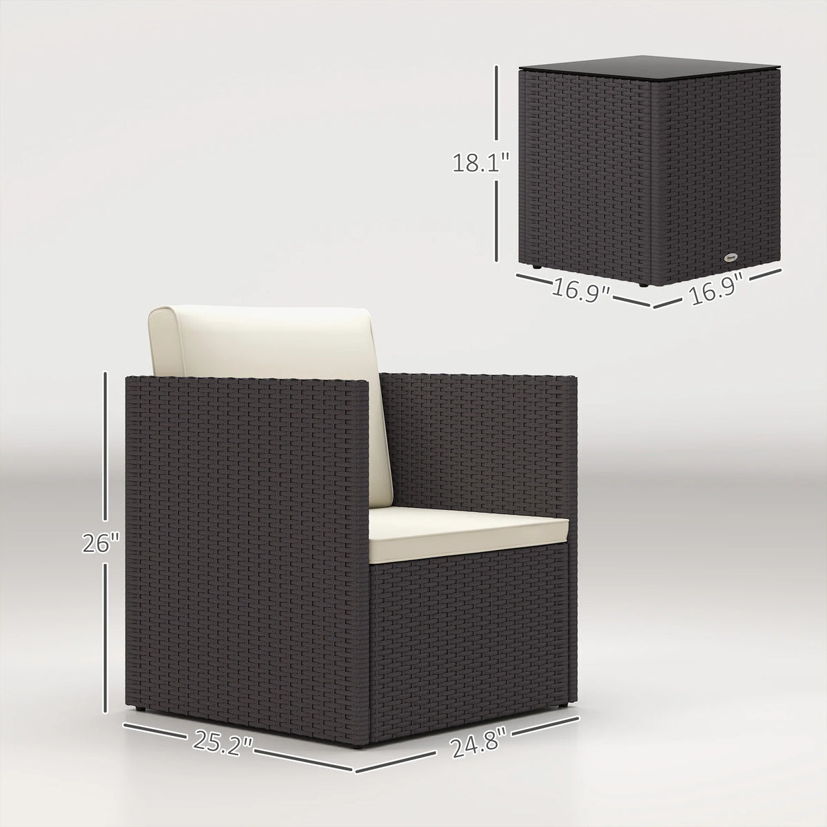 Outsunny Folding Wicker Bistro Patio Furniture Set for Outdoor Lounging