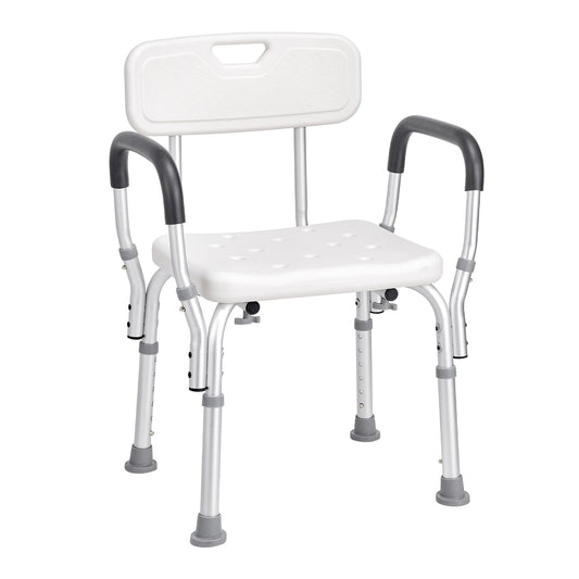 SucceBuy Adjustable Shower Chair With Back For Safe Bathroom Support