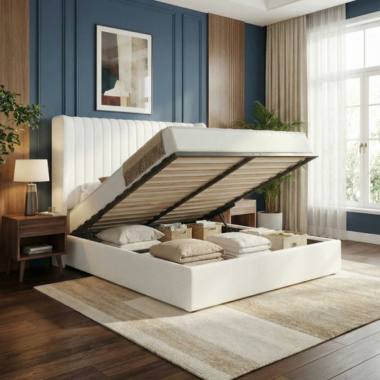 Hoomic Upholstered Hydraulic Lift Up Storage Platform Bed Frame