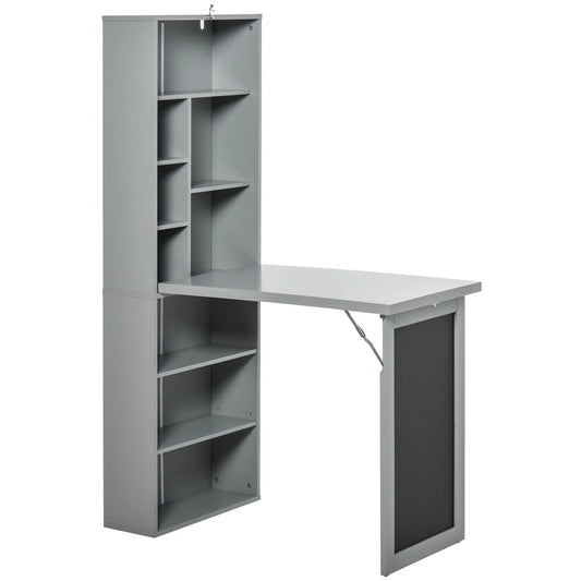 HOMCOM Fold Out Wall Mounted Convertible Office Desk With Blackboard