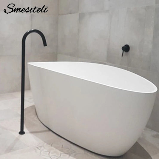 Smesiteli Brass Freestanding Bathtub Filler Floor Mount Bathroom Faucet