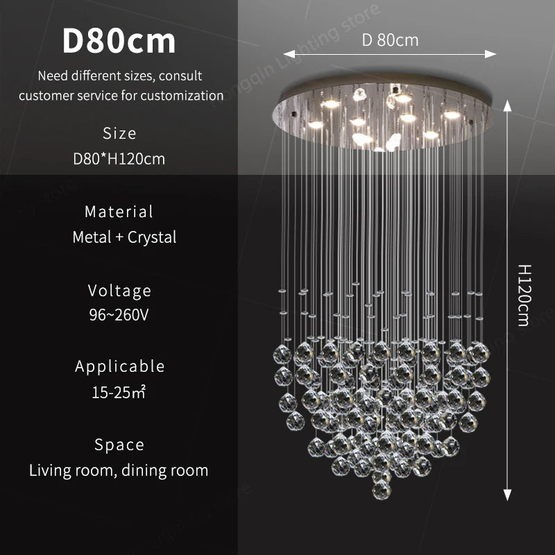 Yingxuan Modern Crystal LED Pendant Chandelier for Kitchen and Living Areas