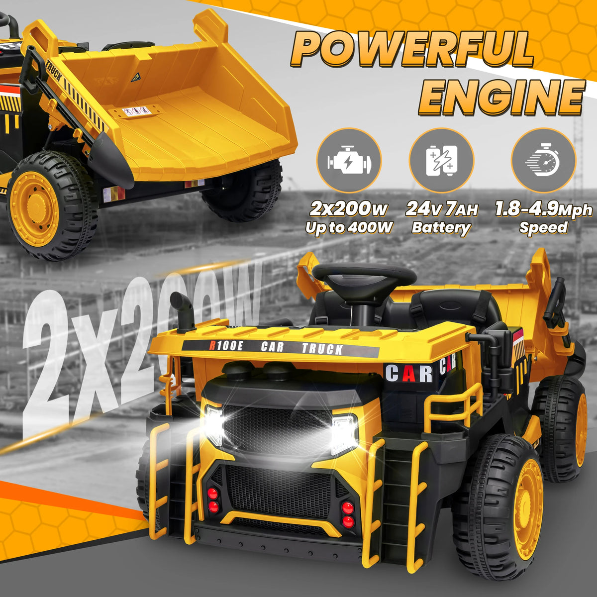 JOYRACER 24V Electric Ride On Dump Truck With Remote Control