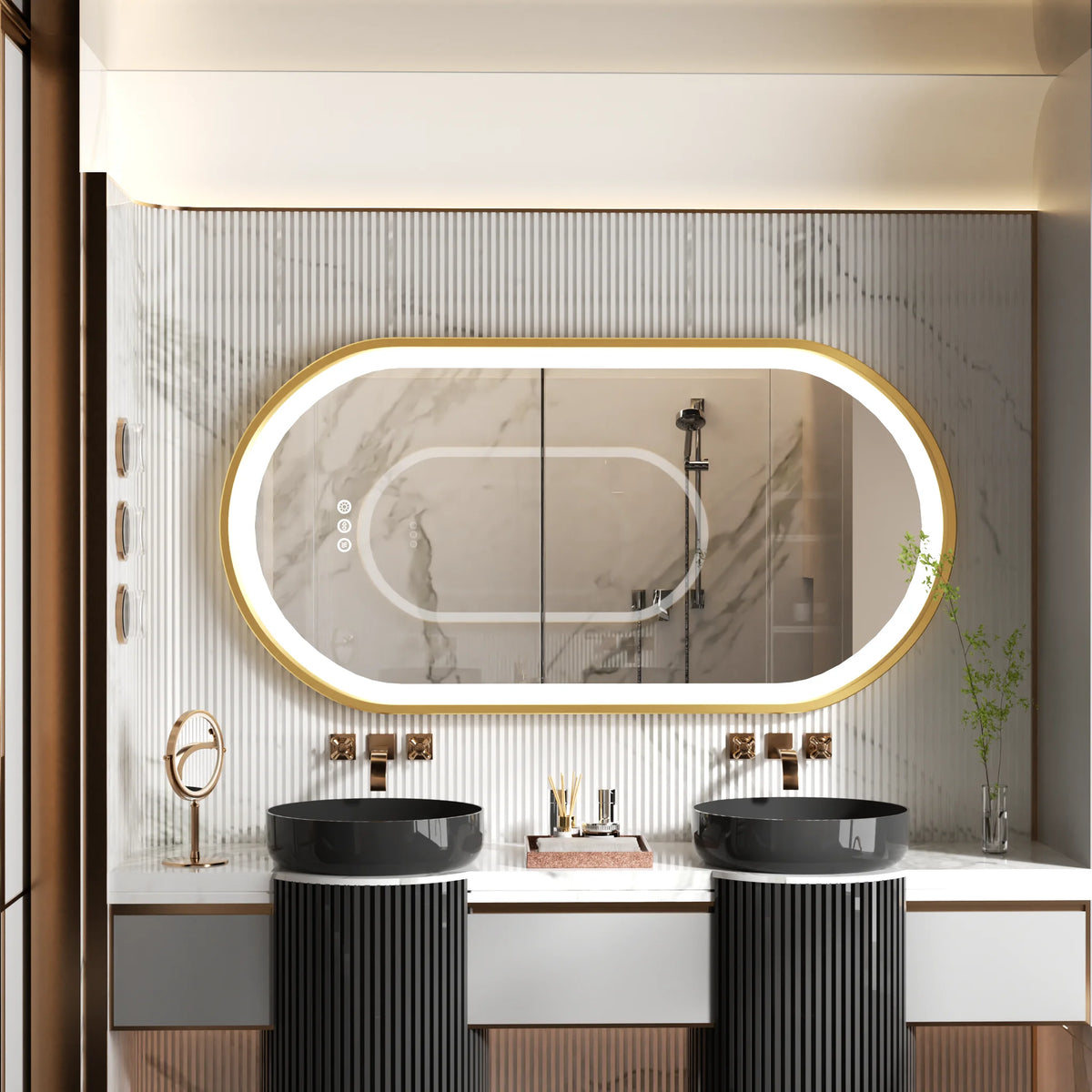 Wisfor Oval LED Bathroom Mirror With Dimmable Anti Fog Light