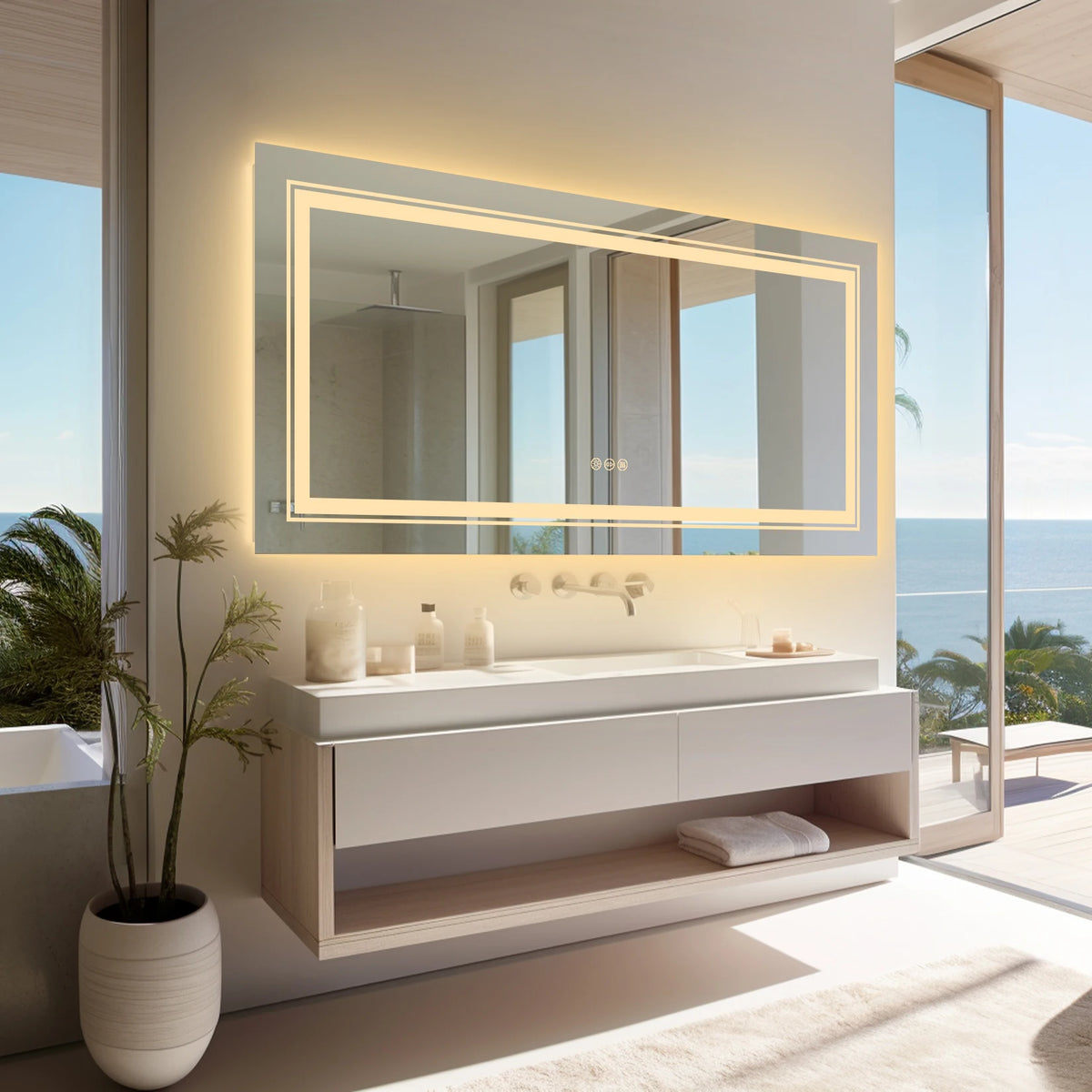 Wisfor Led Rectangular Vanity Mirror With Dimmable Anti Fog Backlight