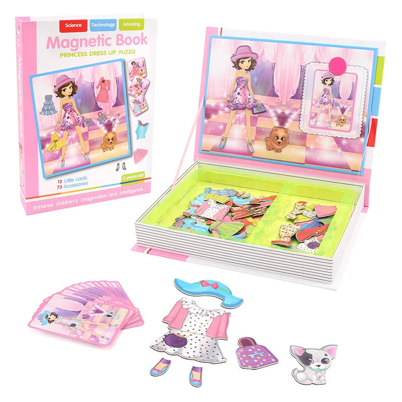 Magnetic 3D Cartoon Jigsaw Puzzle Book for Kids Brain Training