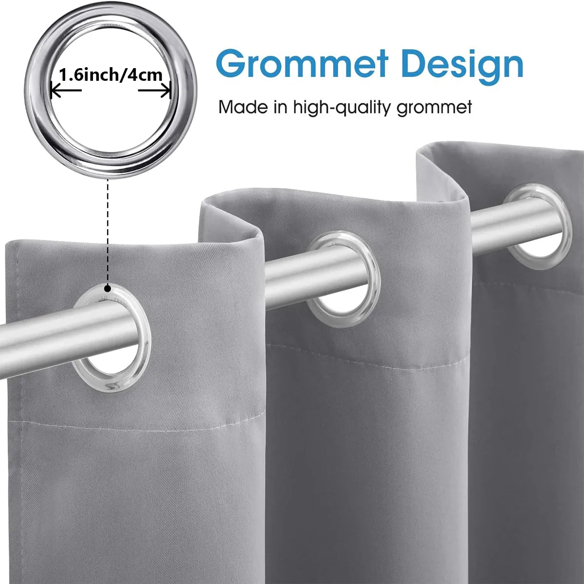 Blackout Thermal Insulated Grommet Curtains for Bedroom and Living Room