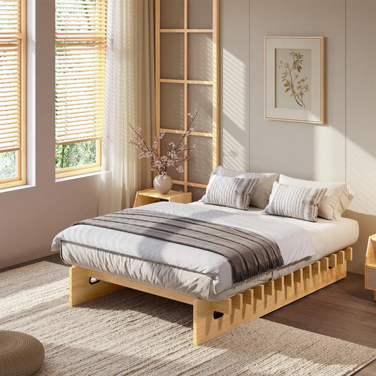 HiMISS Durable Wood Platform Bed Frame With Storage Space