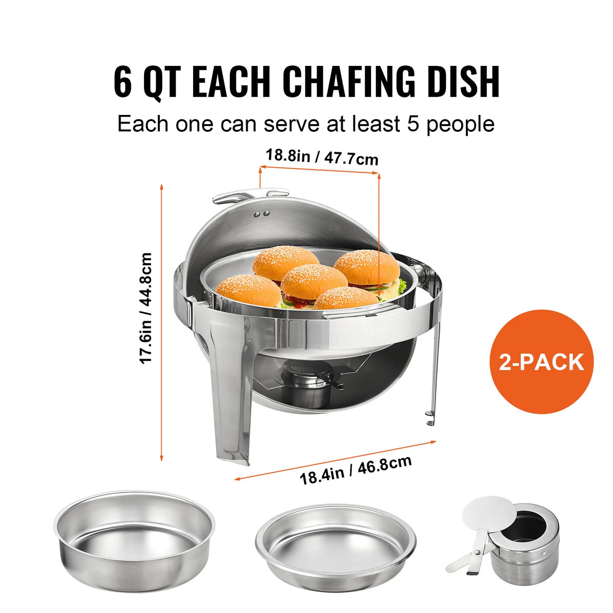 SucceBuy Heavy Duty Roll Top Chafing Dish Catering Buffet Warmer