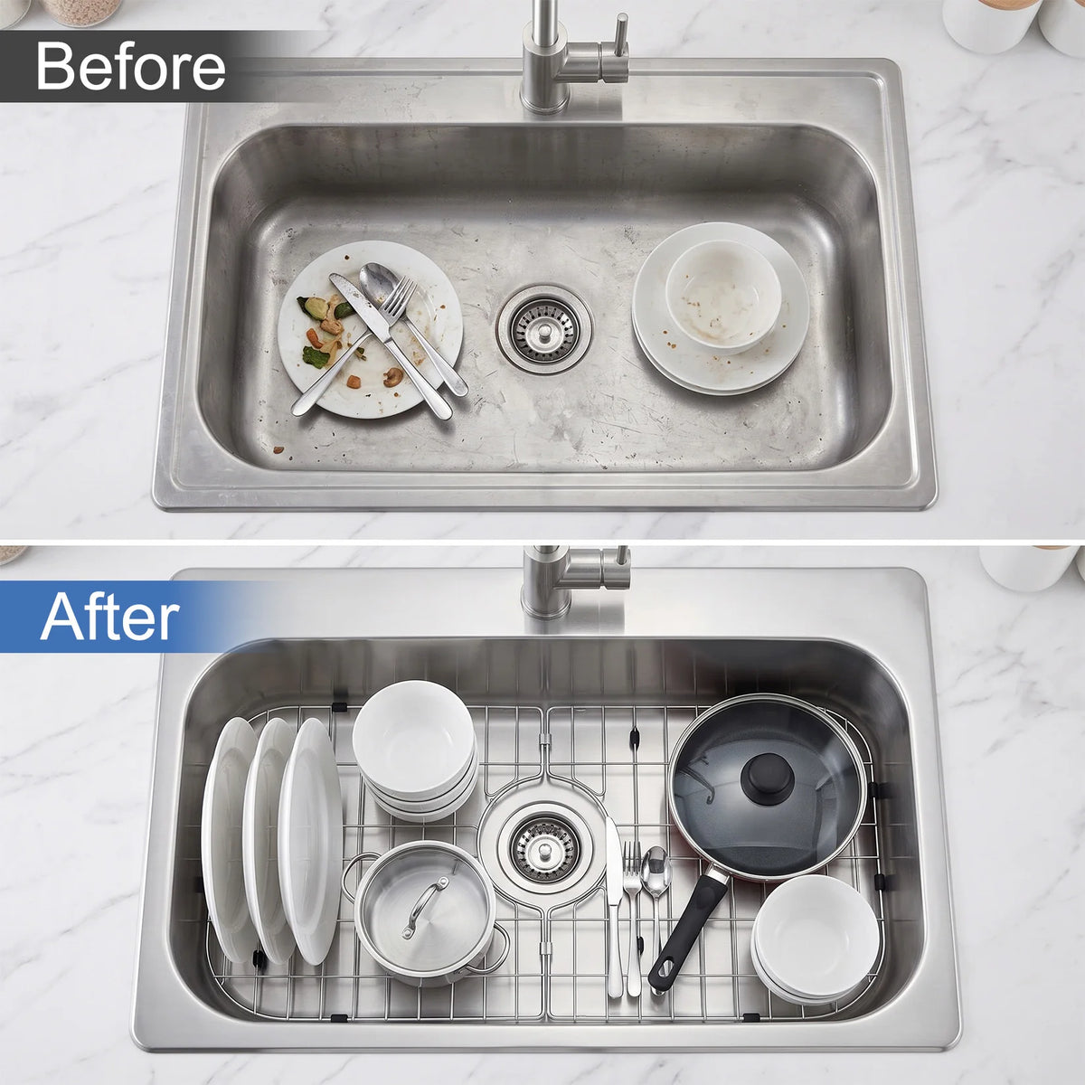 Stainless Steel Kitchen Sink Protector Grid With Rubber Feet