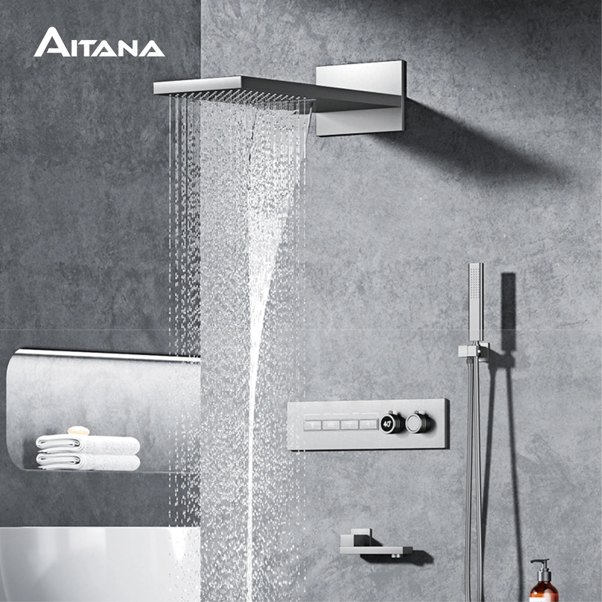 Aitana Wall Mounted Brass Multi Function Shower System