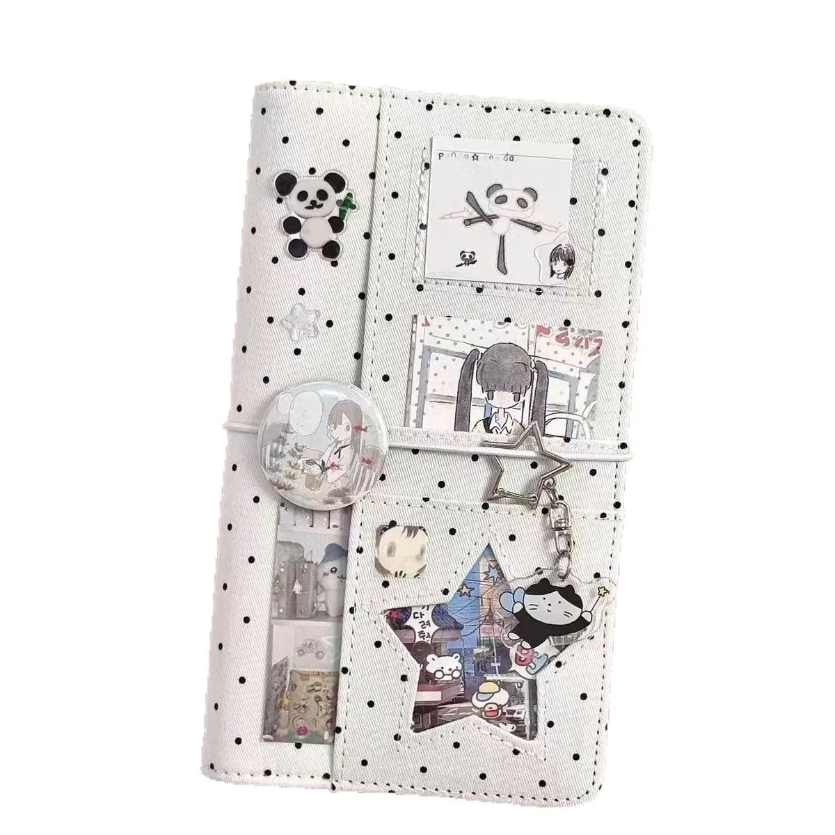 Retro Polka Dot PU Loose Leaf Refillable Notebook Journal