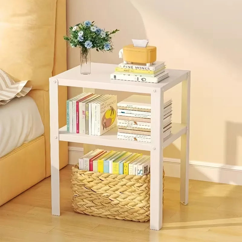 Industrial Metal Nightstand Storage Rack With Modern Shelving