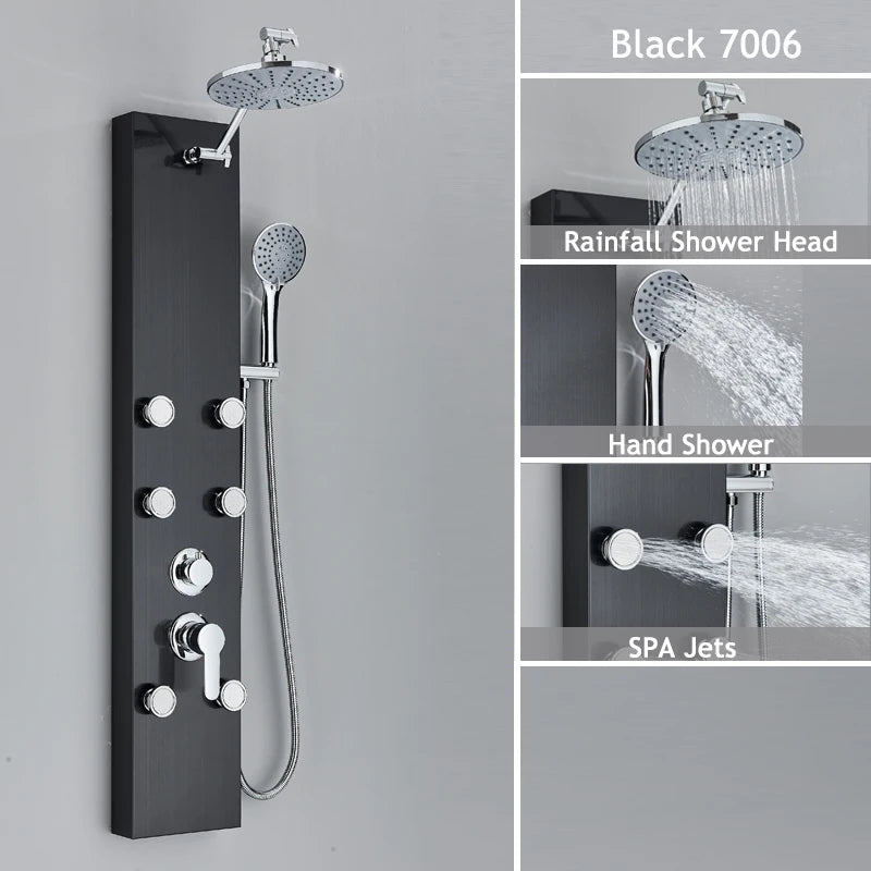 Shinesia LED Rain Shower Panel Spa Massage Jet Faucet System