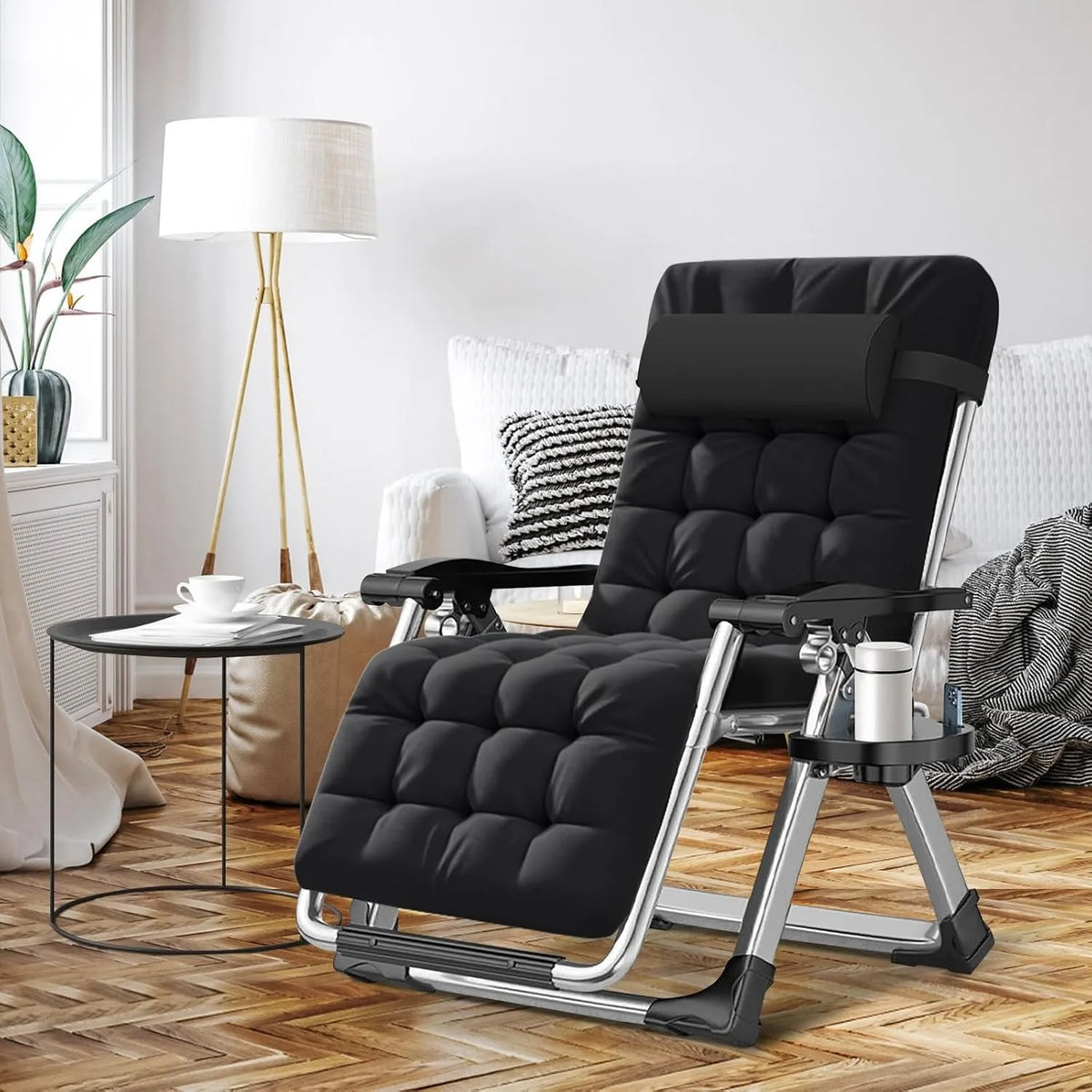 XIUWO Zero Gravity Reclining Outdoor Lounge Chairs With Cup Holders