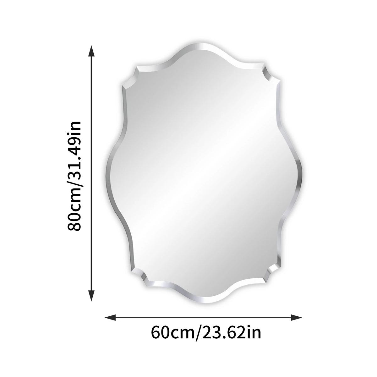 Wisfor Scalloped Wall Mirror Frameless Glass Beveled Edge Decorative