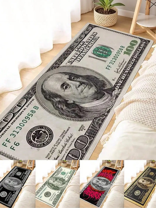 Dollar Bill Portrait Pattern Decorative Nylon Area Rug for Home
