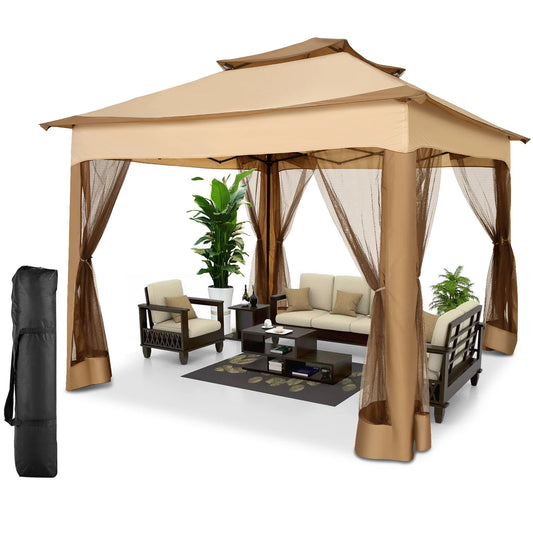 Tooluck One Push Pop Up Gazebo Canopy With Mosquito Netting