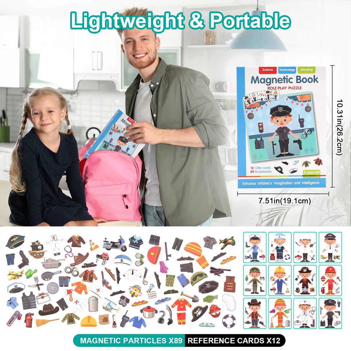 Magnetic 3D Cartoon Jigsaw Puzzle Book for Kids Brain Training