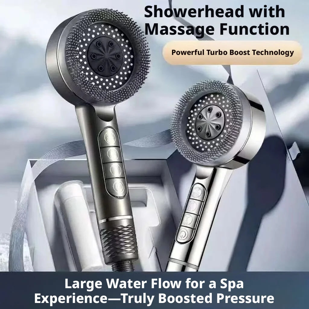 Pressurized Handheld Shower Head With Four Adjustable Spray Modes