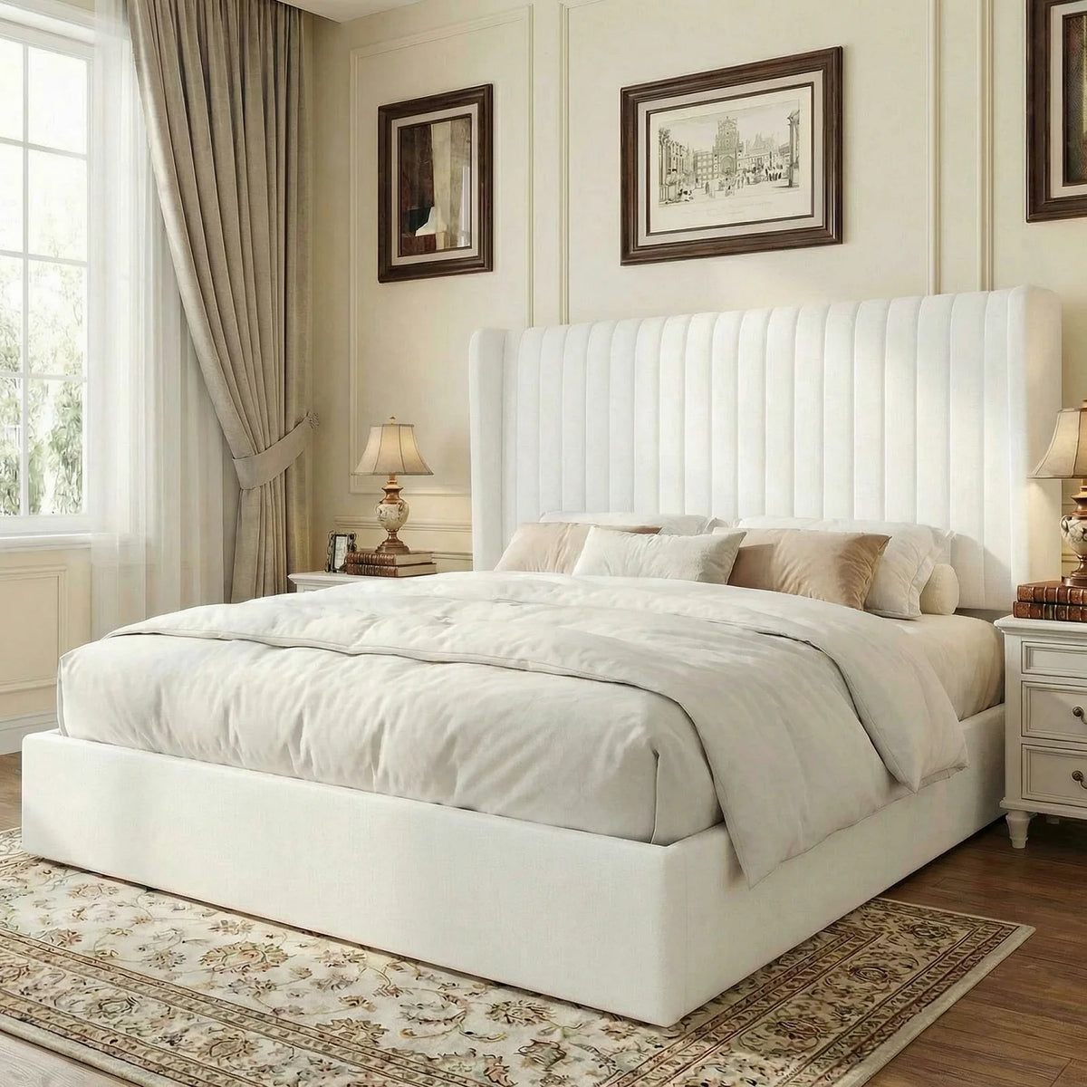 Hoomic Upholstered Hydraulic Lift Up Storage Platform Bed Frame