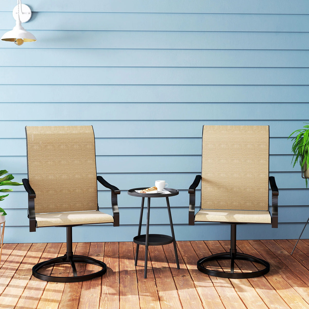 Outsunny Swivel Patio Dining Chairs With High Back Support