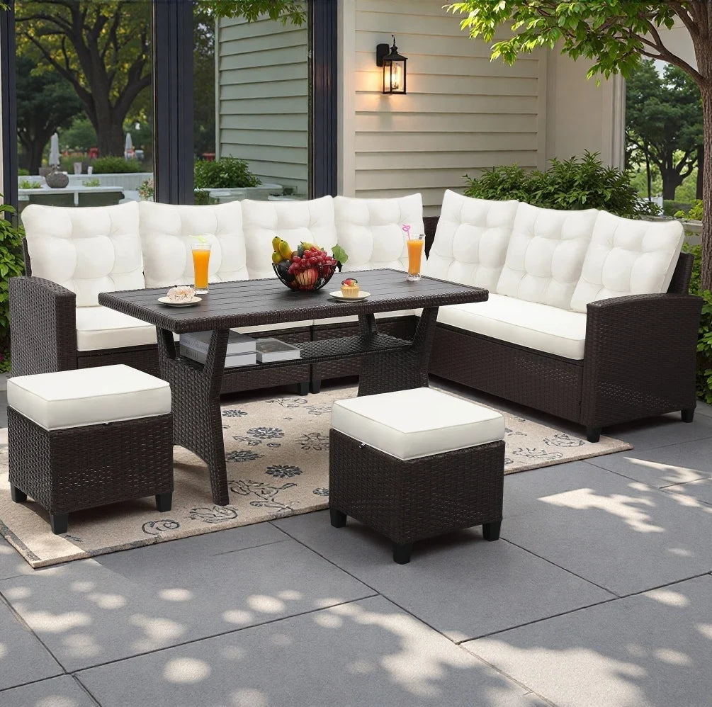 TUAREX Outdoor Rattan Sectional Sofa Set With Cushioned Seats