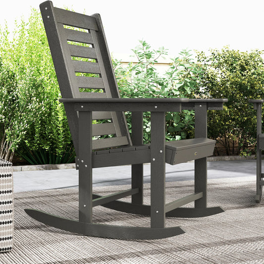 Outsunny High Back HDPE Outdoor Rocking Chairs for Patio Comfort