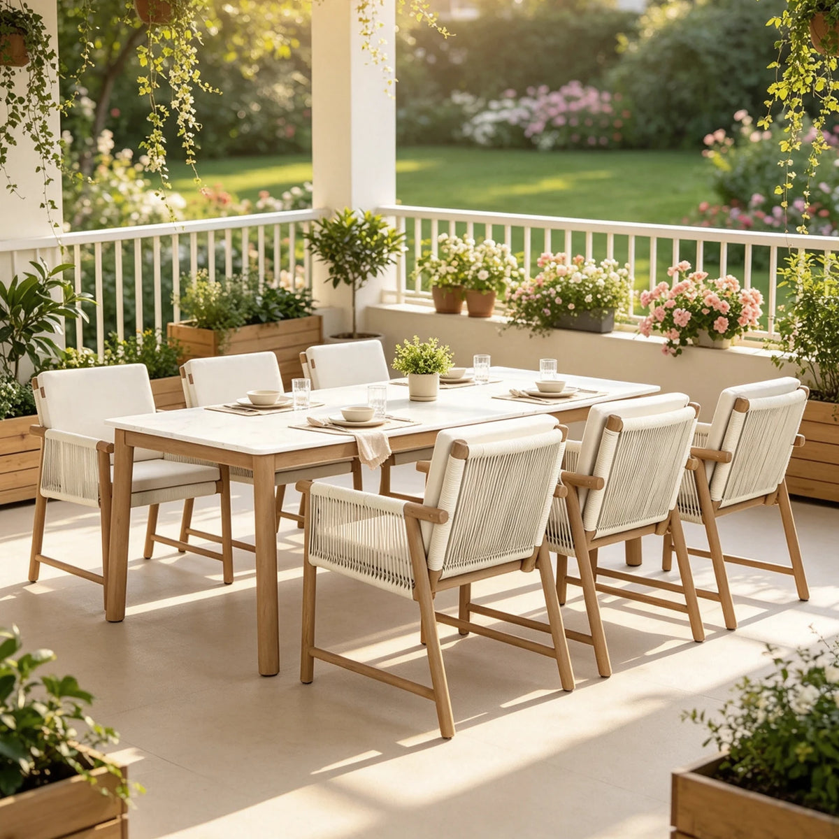 Outdoor Wooden Table And Chair Set For Courtyards And Balconies