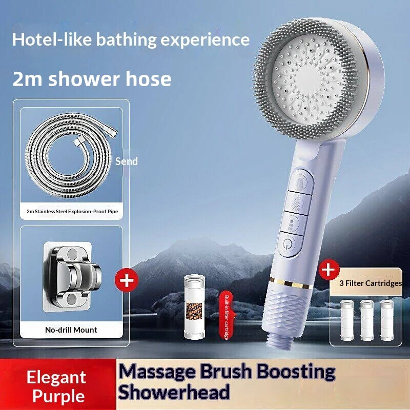 Pressurized Handheld Shower Head With Four Adjustable Spray Modes