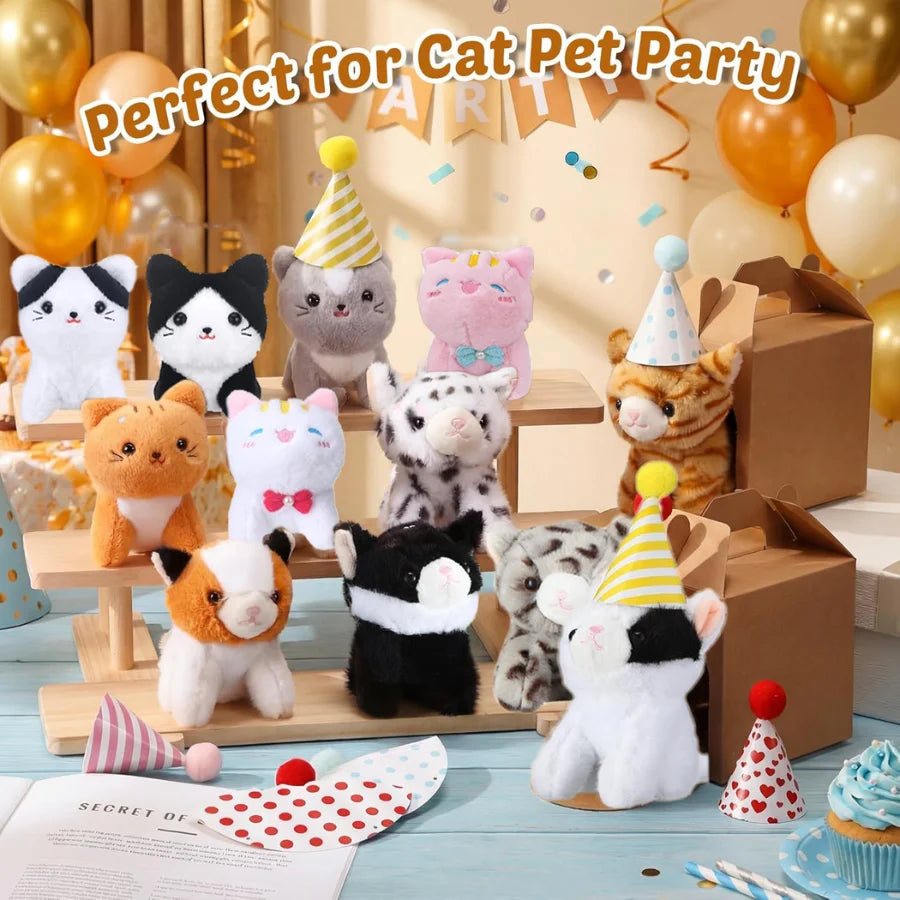 Adopt A Cat Mini Plush Favors With Hat Birthday Set