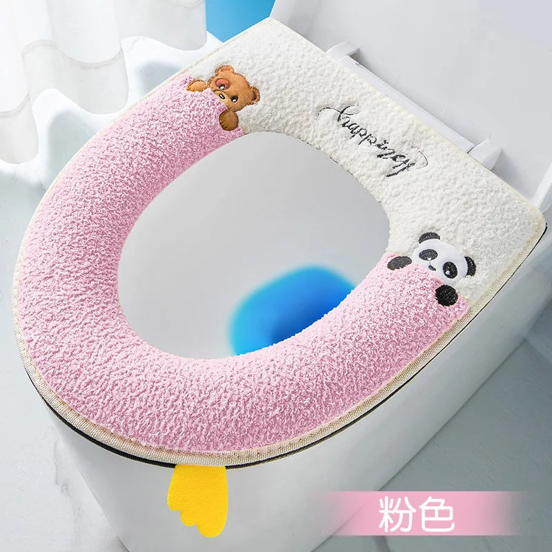 Waterproof Plush Toilet Seat Cover With Washable Zipper Design