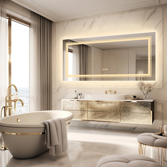 Wisfor Led Rectangular Vanity Mirror With Dimmable Anti Fog Backlight