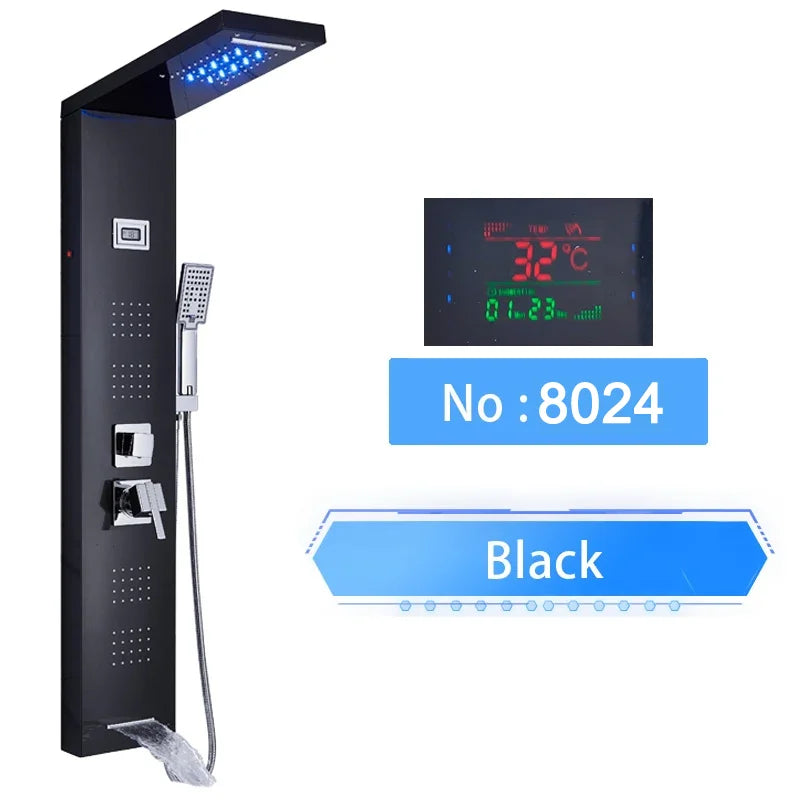 Shinesia LED Shower Panel With Digital Display Spa Massage Jets