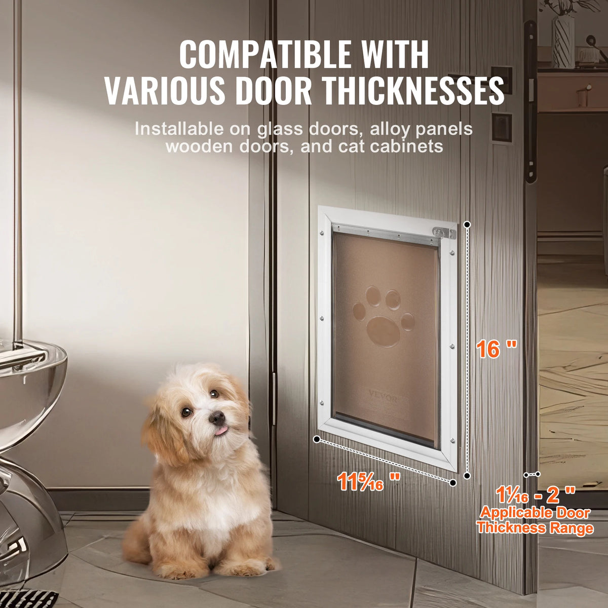 SucceBuy Weatherproof Aluminum Pet Door With Lock And Flap