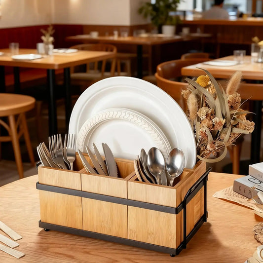 Garvee Wooden Kitchen Utensil Caddy With Four Compartments