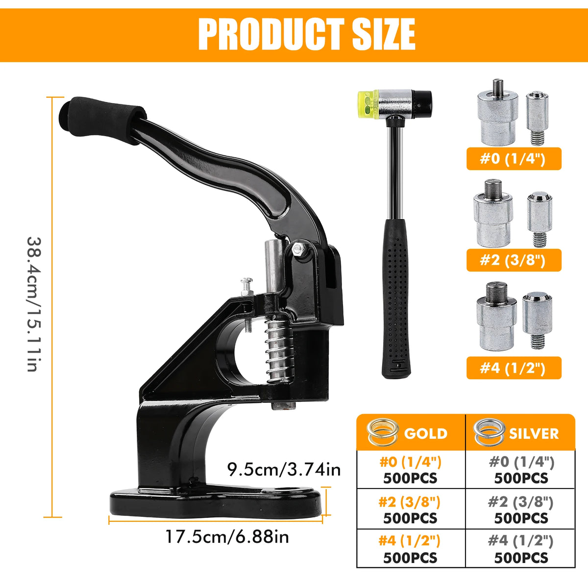 Manual Grommet Eyelet Hand Press Tool For Leathercraft And Sewing